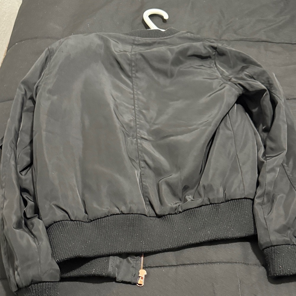 Black Bomber Jacket with Orange Lining - Picture 5 of 5